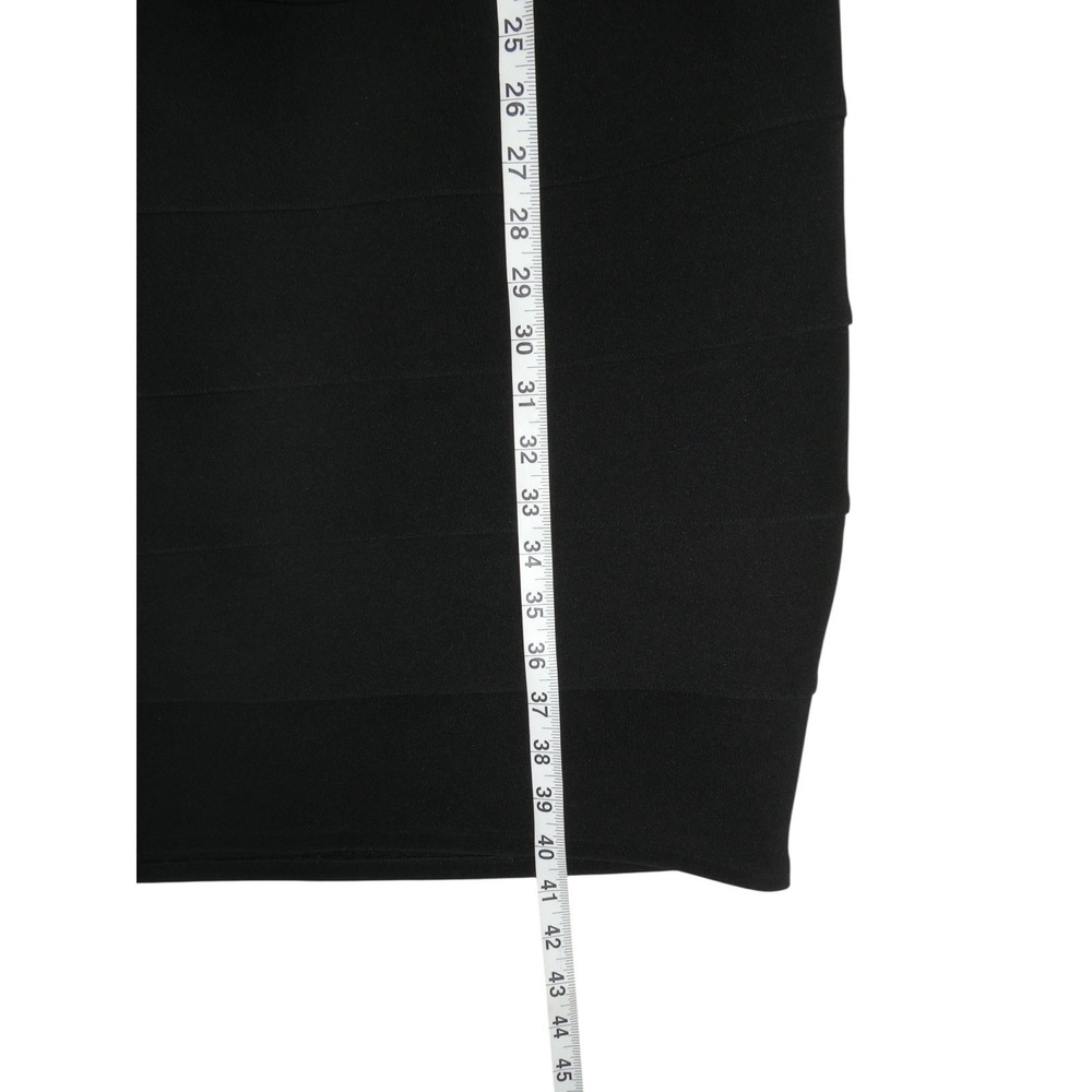 Torrid Bandage Bodycon Dress Size 22 Black Faux Leather Trim Zip V Neck Knee - Picture 6 of 9